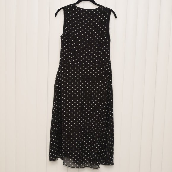 Anne Klein Black Polka Dot Midi Dress Sz 8 A-Line - Picture 4 of 5